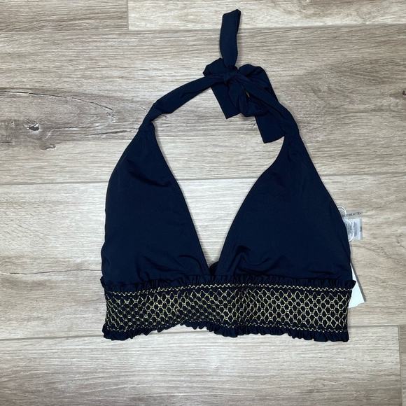 Bleu Rod Beattie Women's Black/Gold Smock It To Ya Halter Bikini Swim Top sz 14 - Picture 3 of 4